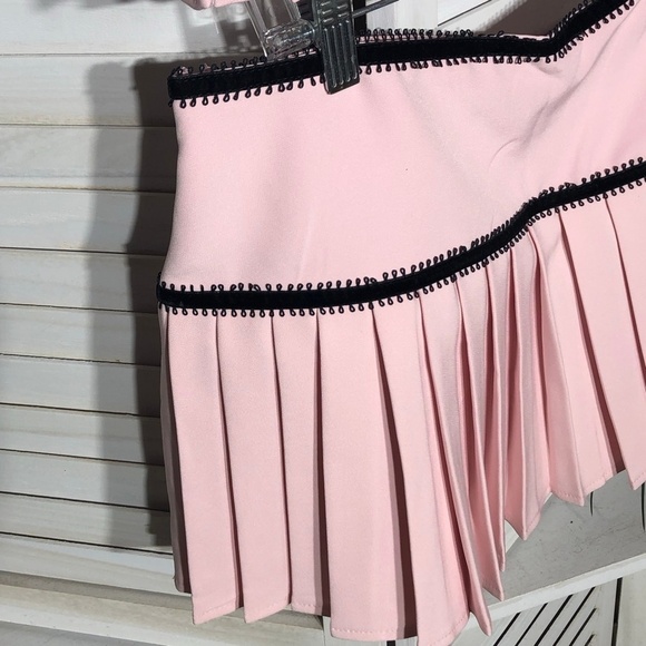Forever 21 Two Tone Bow Cropped Top Pleated Skirt Pink Black M - Picture 14 of 16